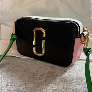 Marc Jacobs Snapshot Black, Pink, and Green Crossbody Bag